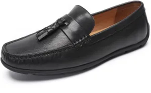 Loafers for Men - Genuine Leather Driving Moccasins with Tassels | Breathable Bean Shoes for Casual Comfort