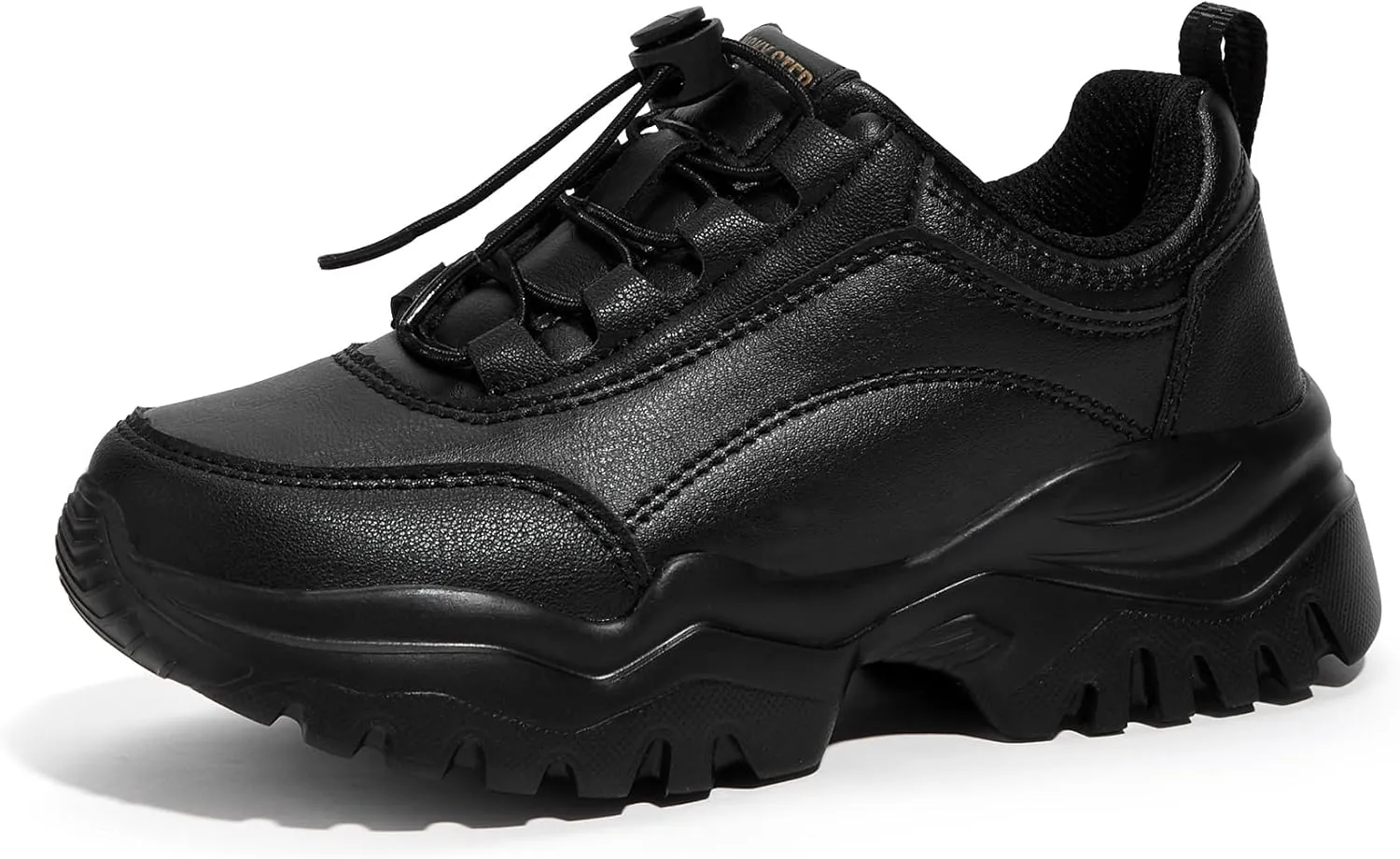 LUCKY STEP Kids Chunky Sneakers Fashion Platform Walking Tennis Shoe Sparkly Butterfly Faux Leather Elastic No-tie Laces School Shoes for Girls Boys