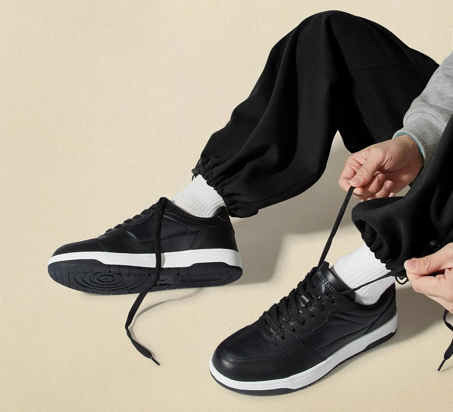 LUCKY STEP Men's Fashion Sneakers Lace Up Casual Low Top Anti-Slip Tennis Skateboard Basketball Walking Shoes