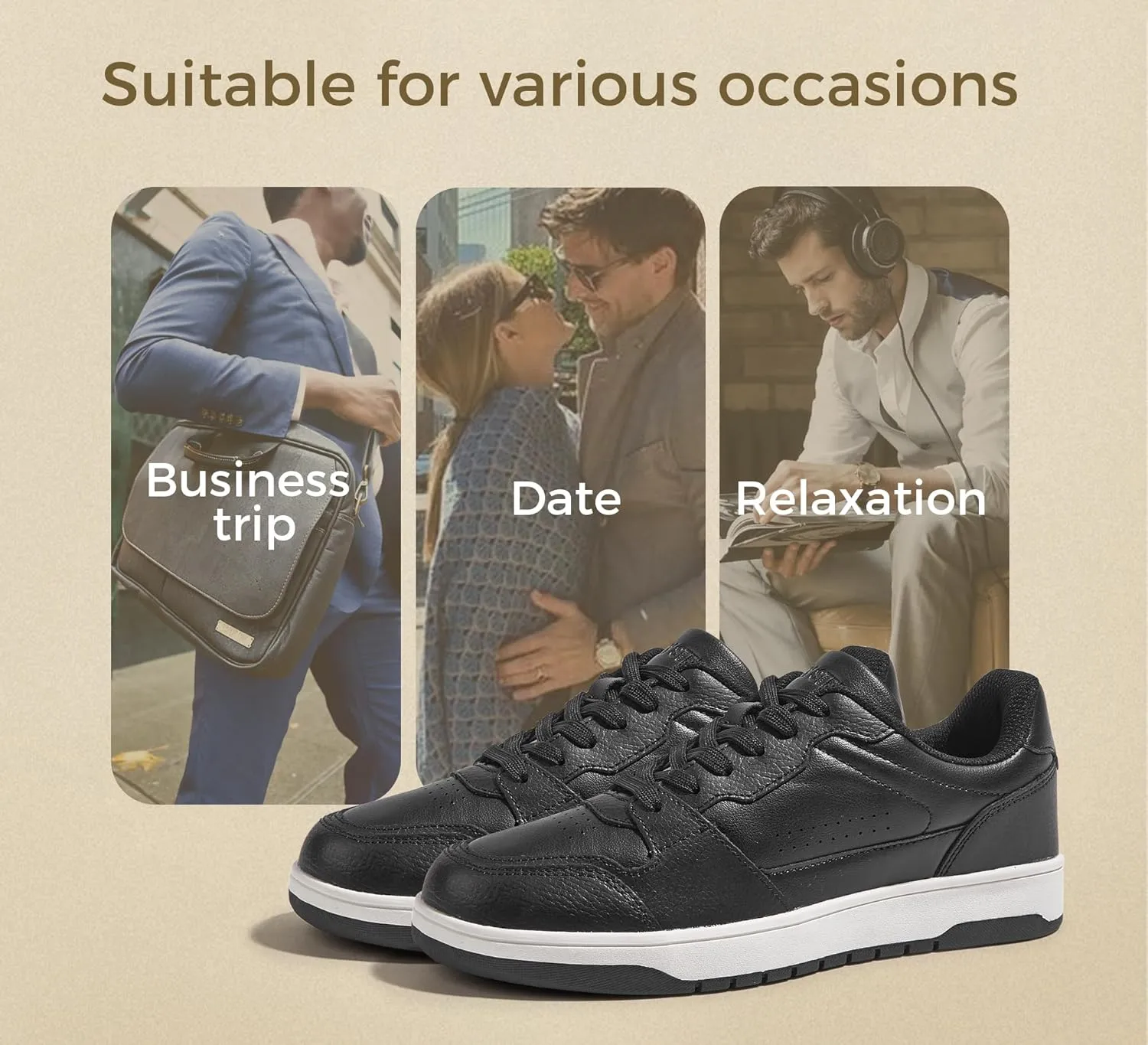LUCKY STEP Men's Fashion Sneakers Lace Up Casual Low Top Anti-Slip Tennis Skateboard Basketball Walking Shoes