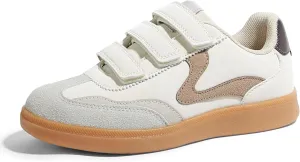 LUCKY STEP Women's Casual Fashion Retro Sneakers Classic Gum Sole Hook and Loop Tennis Footwear Anti Slip Skate Trainers Trendy Walking Shoes
