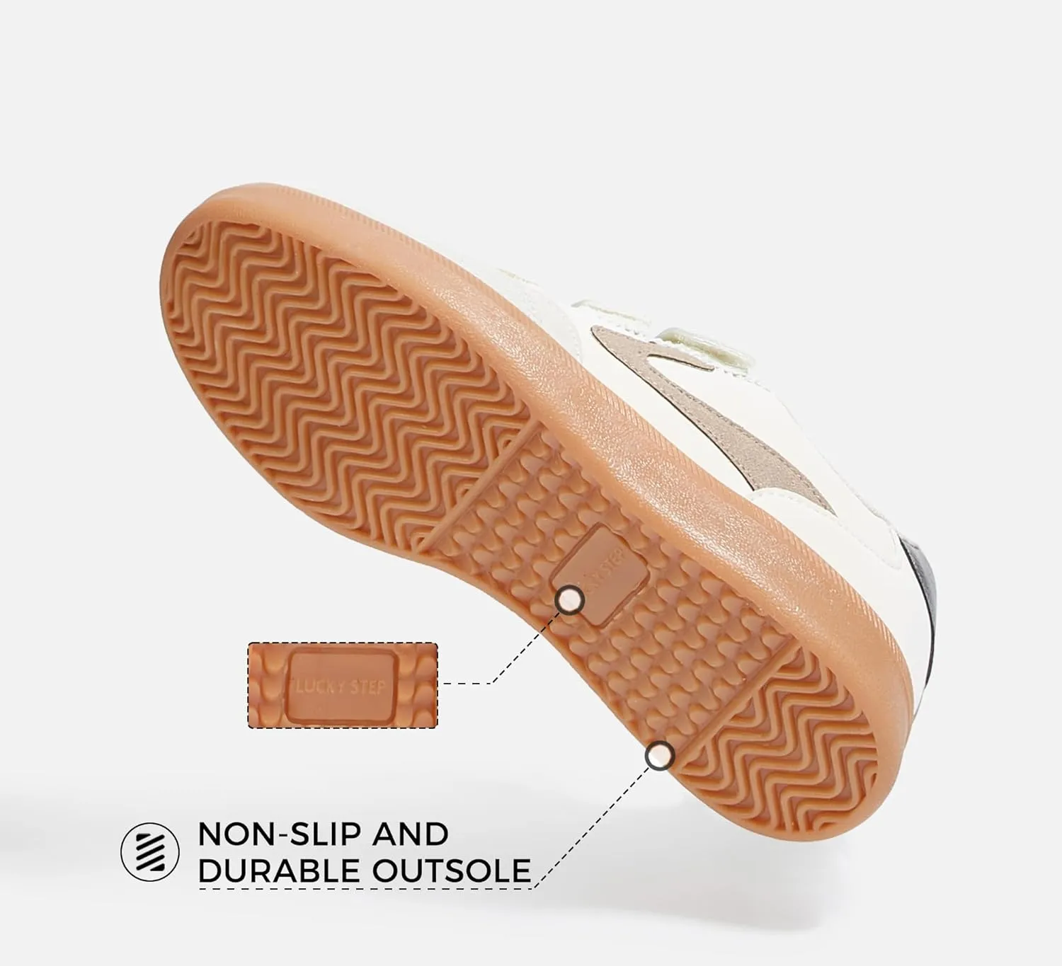 LUCKY STEP Women's Casual Fashion Retro Sneakers Classic Gum Sole Hook and Loop Tennis Footwear Anti Slip Skate Trainers Trendy Walking Shoes