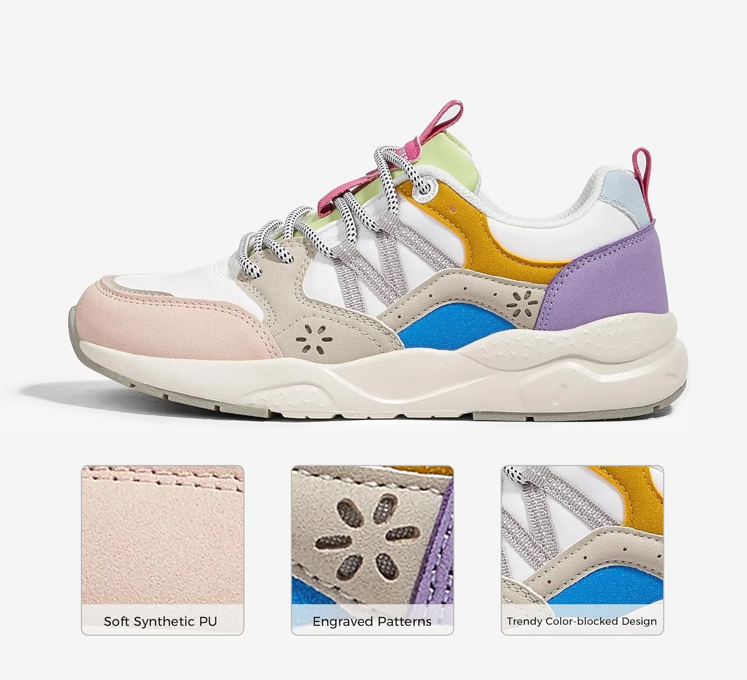 LUCKY STEP Women's Platform Fashion Sneakers Classic Casual Walking Shoes Running Trendy Travel Tennis Colorful Footwear