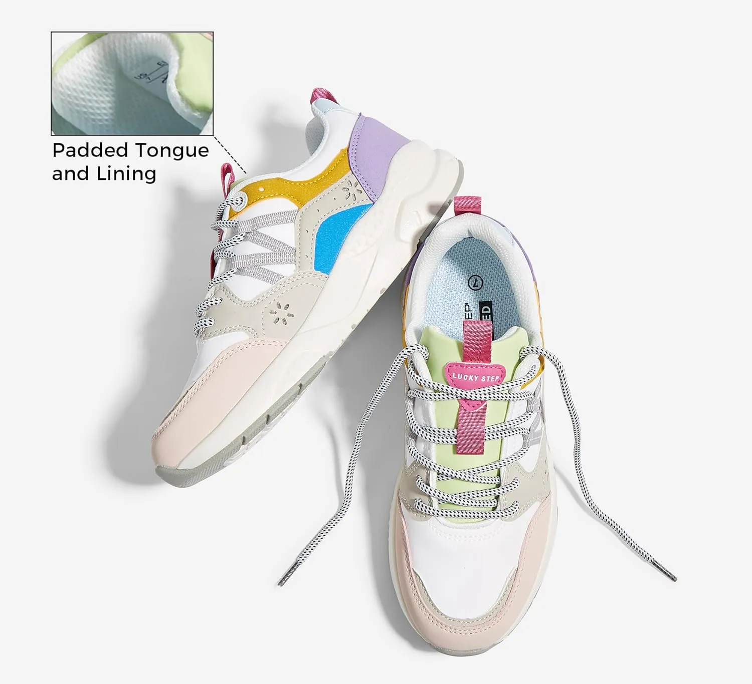 LUCKY STEP Women's Platform Fashion Sneakers Classic Casual Walking Shoes Running Trendy Travel Tennis Colorful Footwear