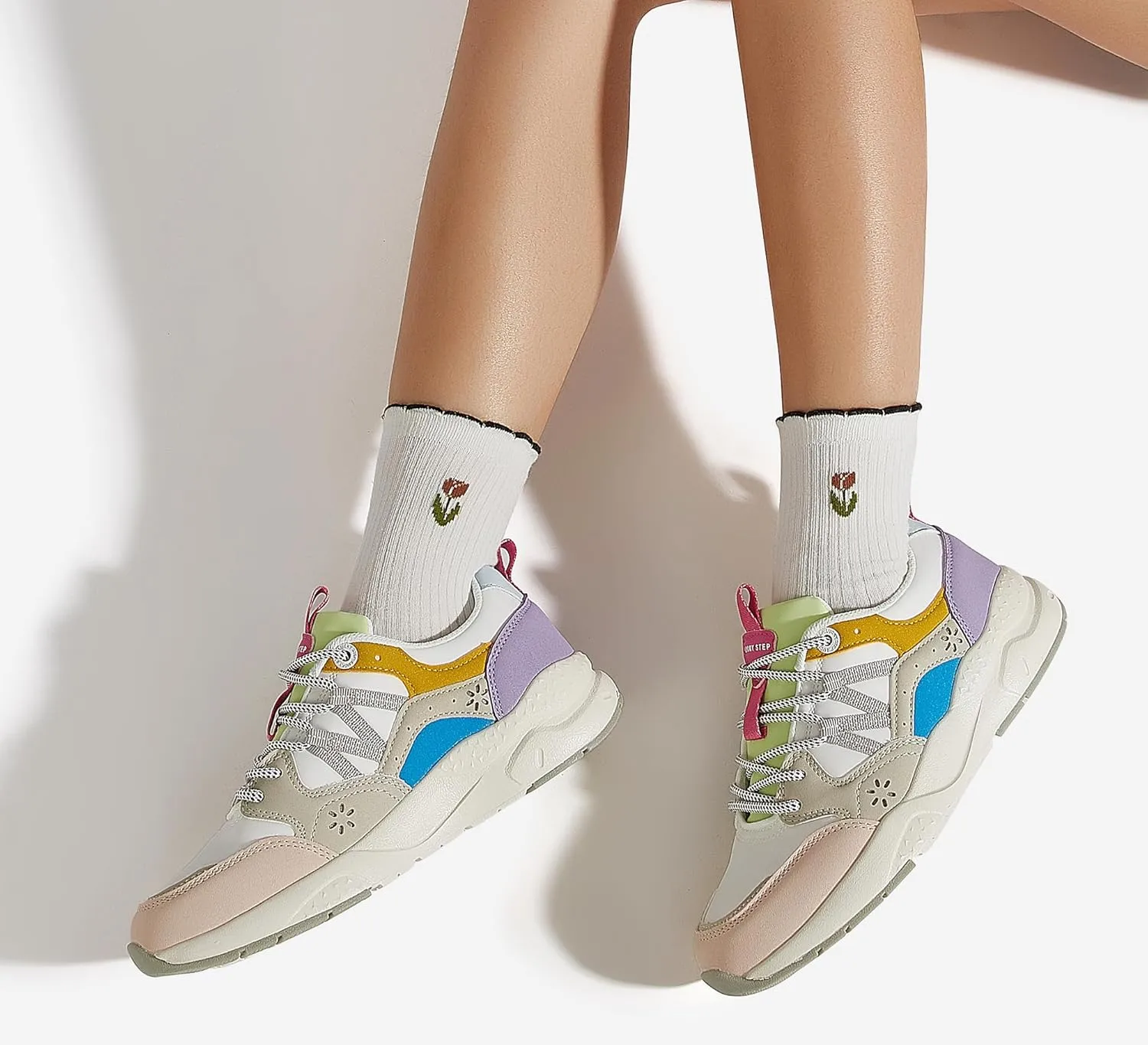 LUCKY STEP Women's Platform Fashion Sneakers Classic Casual Walking Shoes Running Trendy Travel Tennis Colorful Footwear
