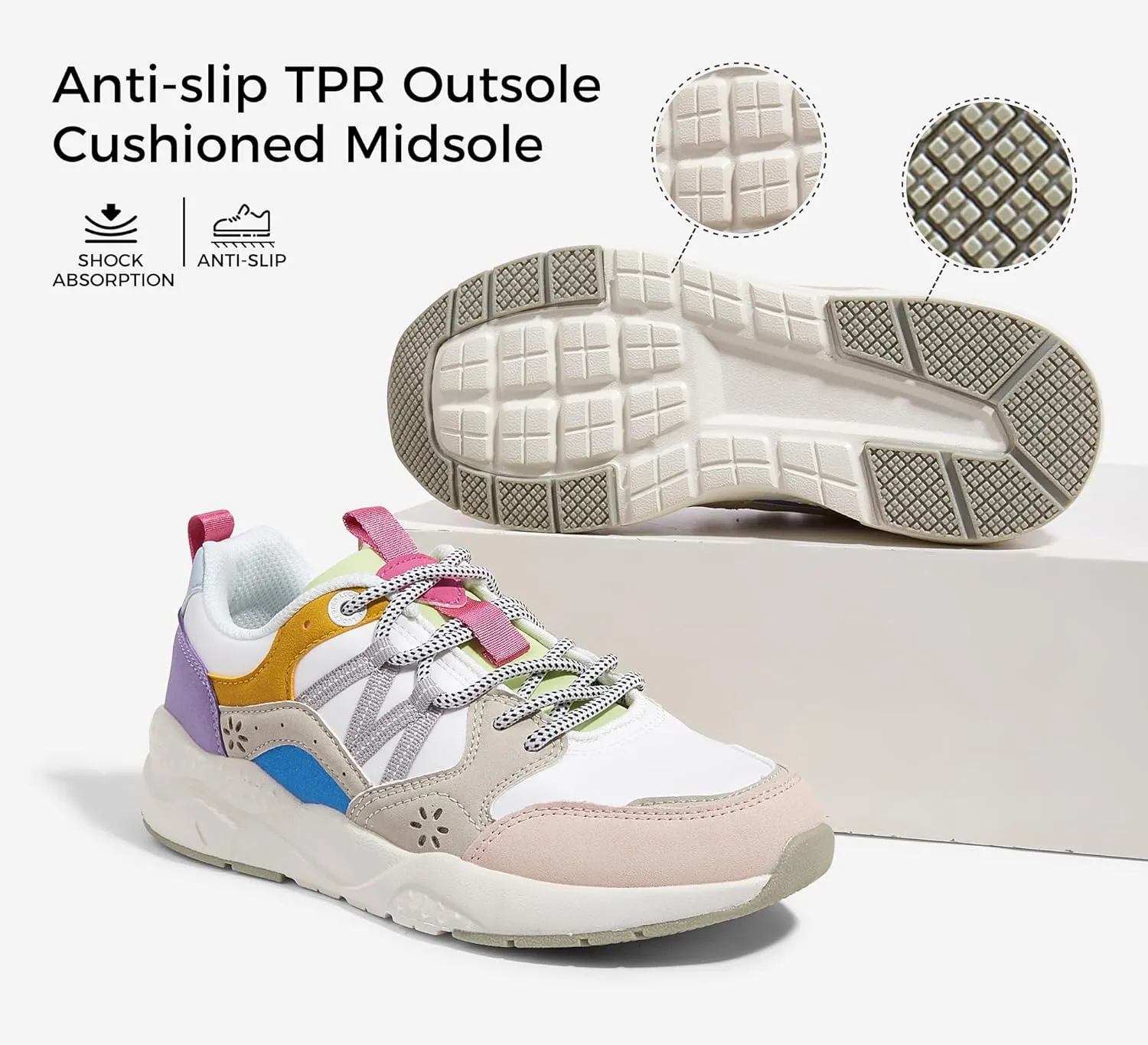 LUCKY STEP Women's Platform Fashion Sneakers Classic Casual Walking Shoes Running Trendy Travel Tennis Colorful Footwear