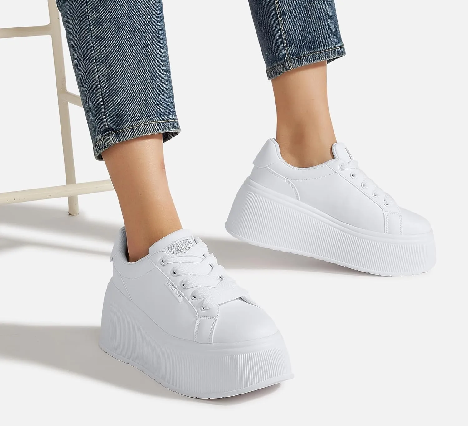 LUCKY STEP Women's Platform Fashion Sneakers Classic Wedge Canvas Casual Low Top Retro Walking Shoes