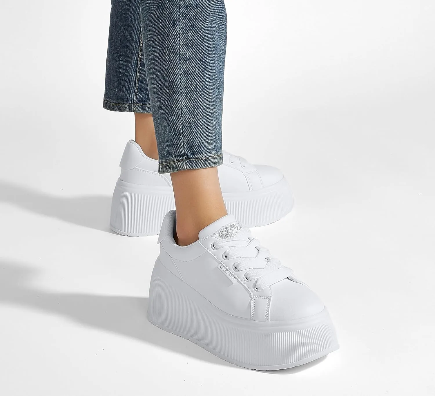LUCKY STEP Women's Platform Fashion Sneakers Classic Wedge Canvas Casual Low Top Retro Walking Shoes