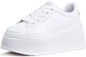LUCKY STEP Women's Platform Fashion Sneakers Classic Wedge Canvas Casual Low Top Retro Walking Shoes