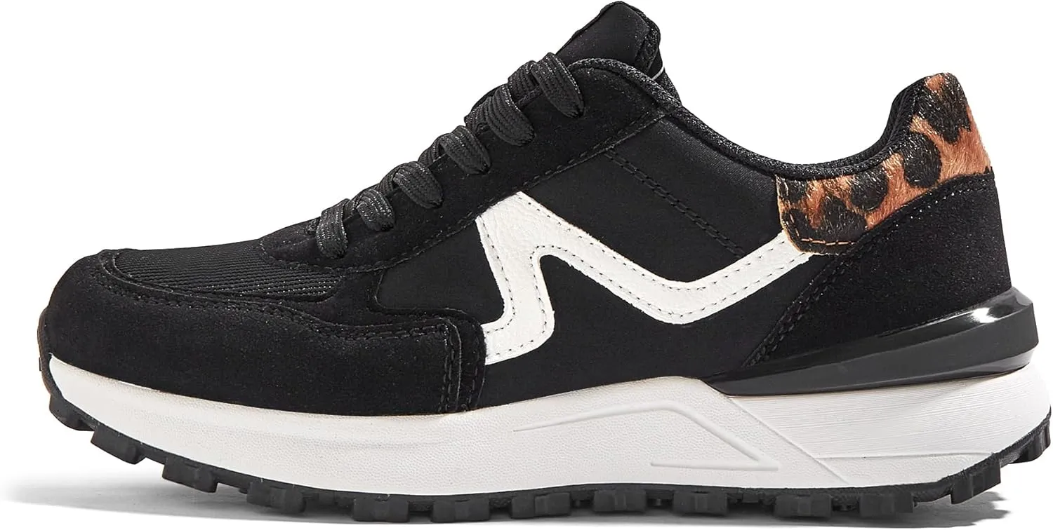 LUCKY STEP Women's Retro Fashion Casual Sneakers Colorblock Platform Classic Trendy Trainning Anti-Slip Tennis Travel Walking Shoes