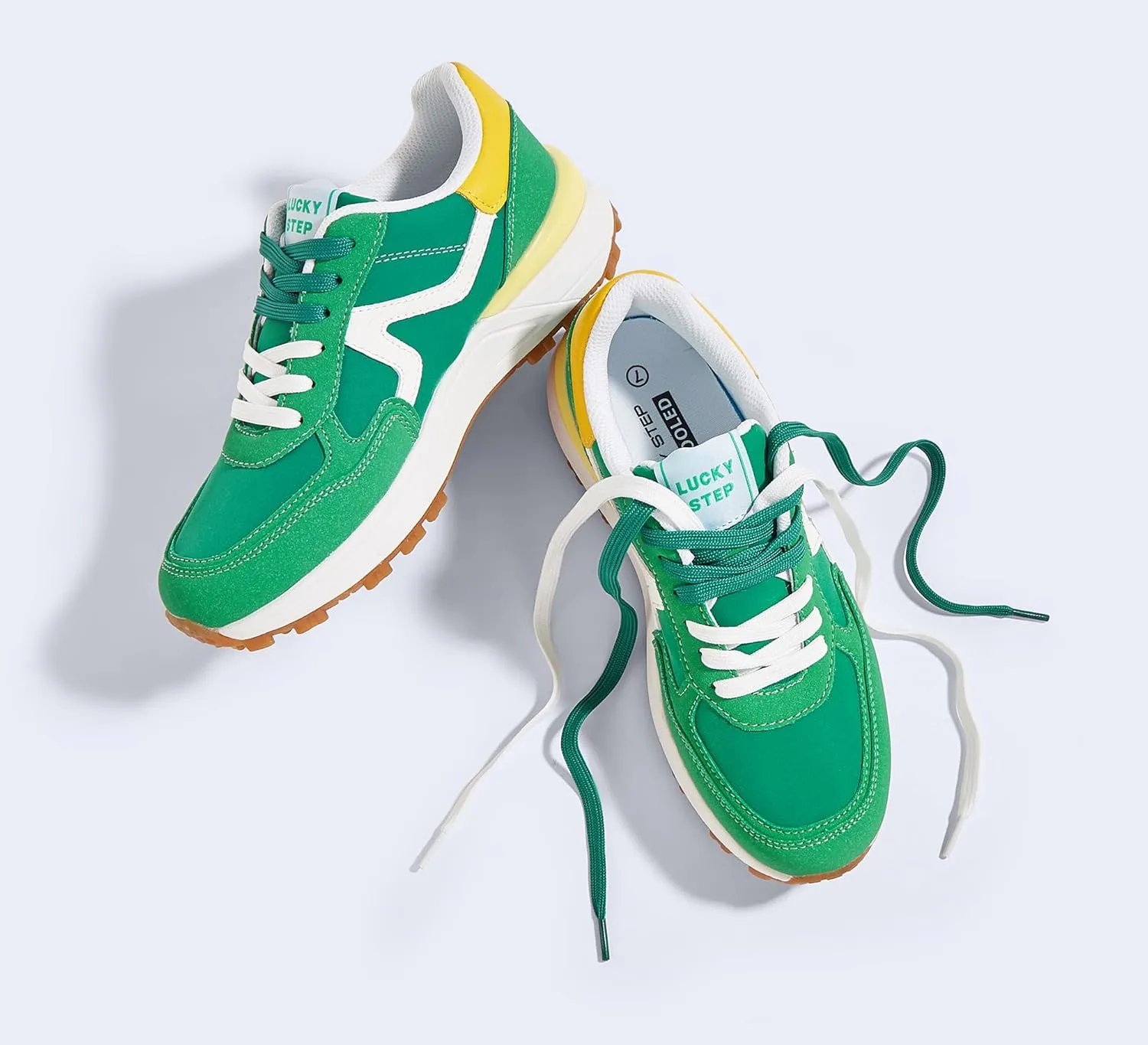LUCKY STEP Women's Retro Fashion Casual Sneakers Colorblock Platform Classic Trendy Trainning Anti-Slip Tennis Travel Walking Shoes