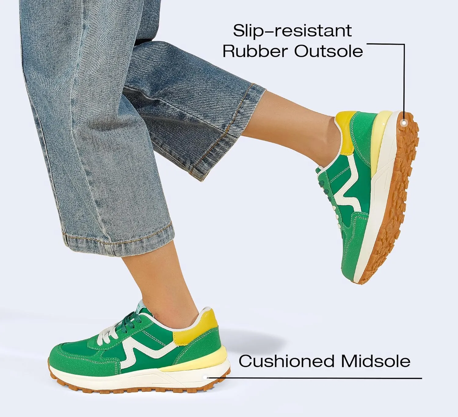 LUCKY STEP Women's Retro Fashion Casual Sneakers Colorblock Platform Classic Trendy Trainning Anti-Slip Tennis Travel Walking Shoes