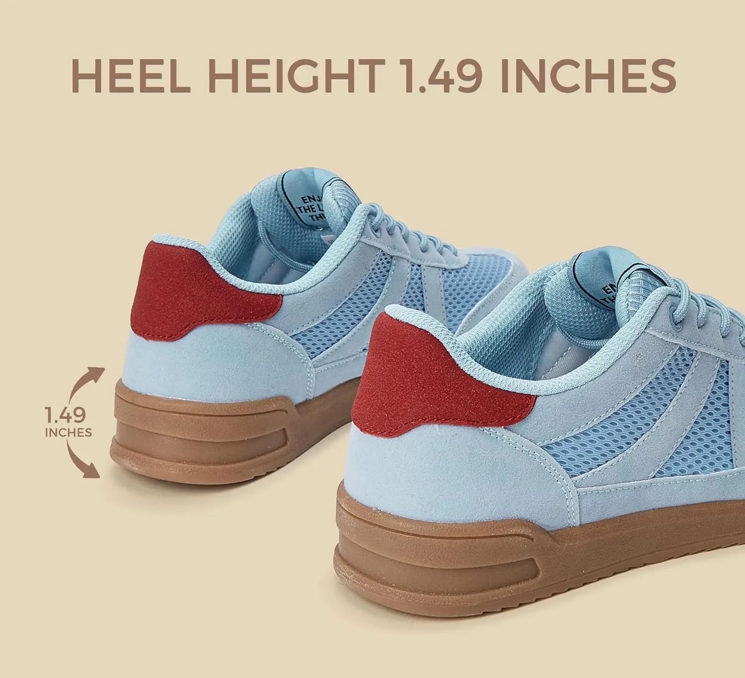 LUCKY STEP Women's Retro Fashion Sneakers Classic Mesh Gum Sole Tennis Footwear Casual Running Trainer Skate Walking Shoes