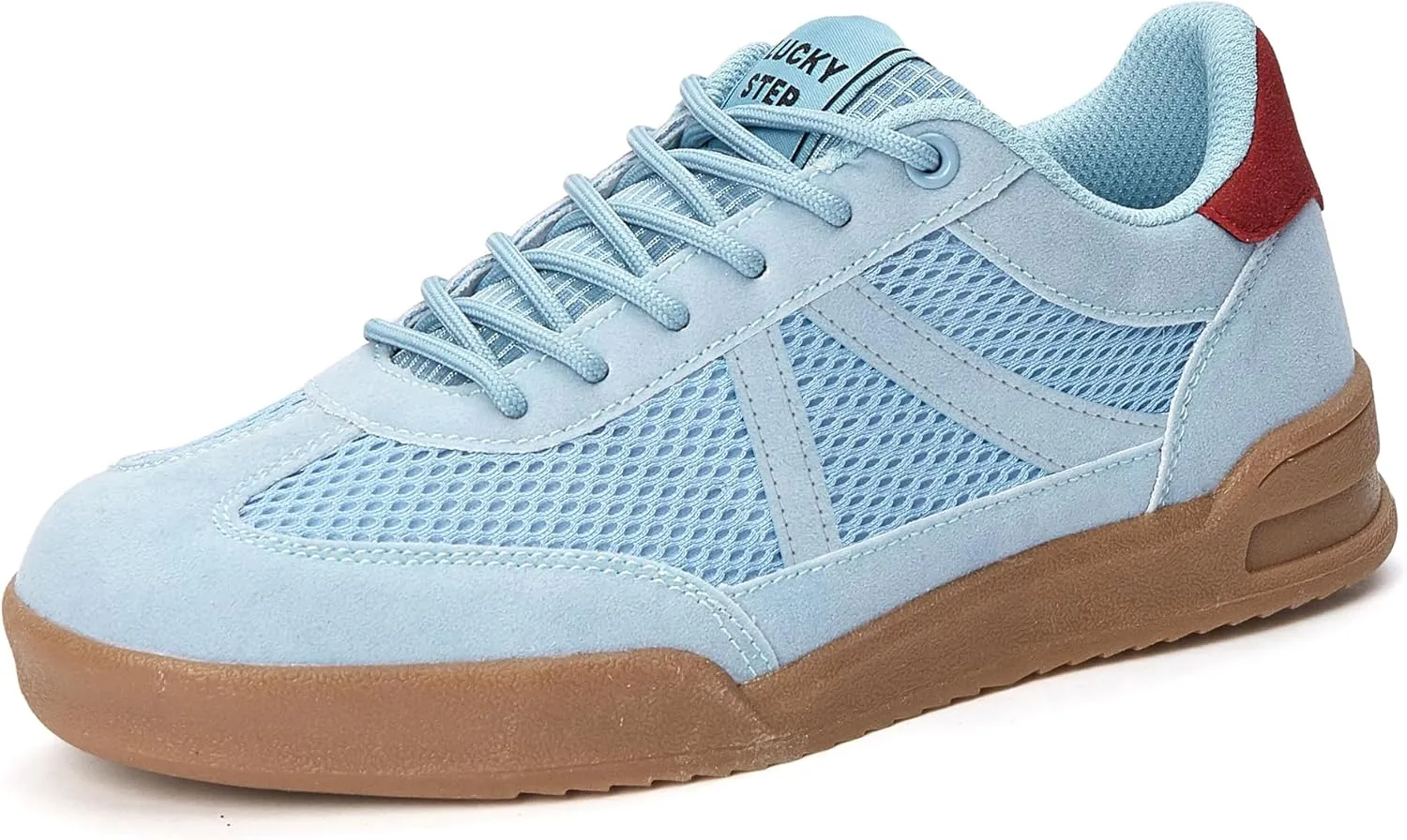 LUCKY STEP Women's Retro Fashion Sneakers Classic Mesh Gum Sole Tennis Footwear Casual Running Trainer Skate Walking Shoes
