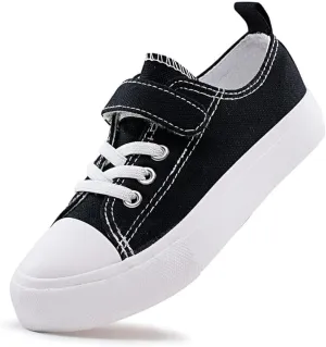 LUMUBBY Kid Shoes for Boys Girls Toddler Little Kid Canvas Low Top Sneakers Classic Adjustable Strap Lace up Shoes for Kids Breathable Lightweight