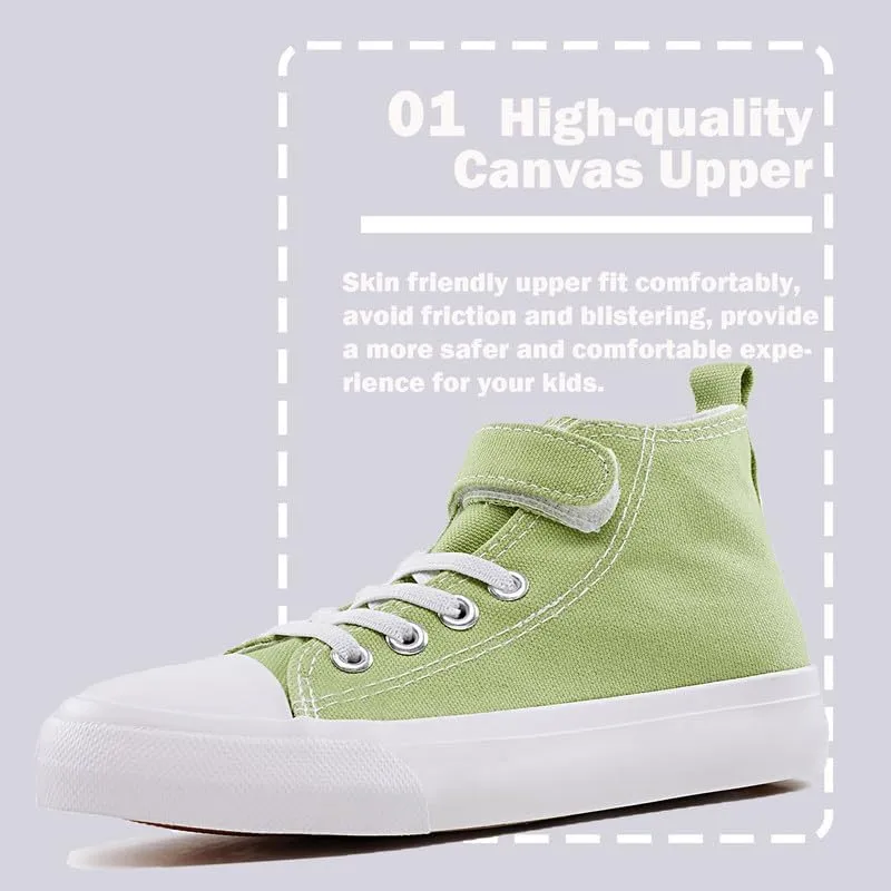 LUMUBBY Kid Shoes for Boys Girls Toddler Little Kid Canvas Mid Top Sneakers Classic Adjustable Strap Lace up Shoes for Kids Breathable Lightweight