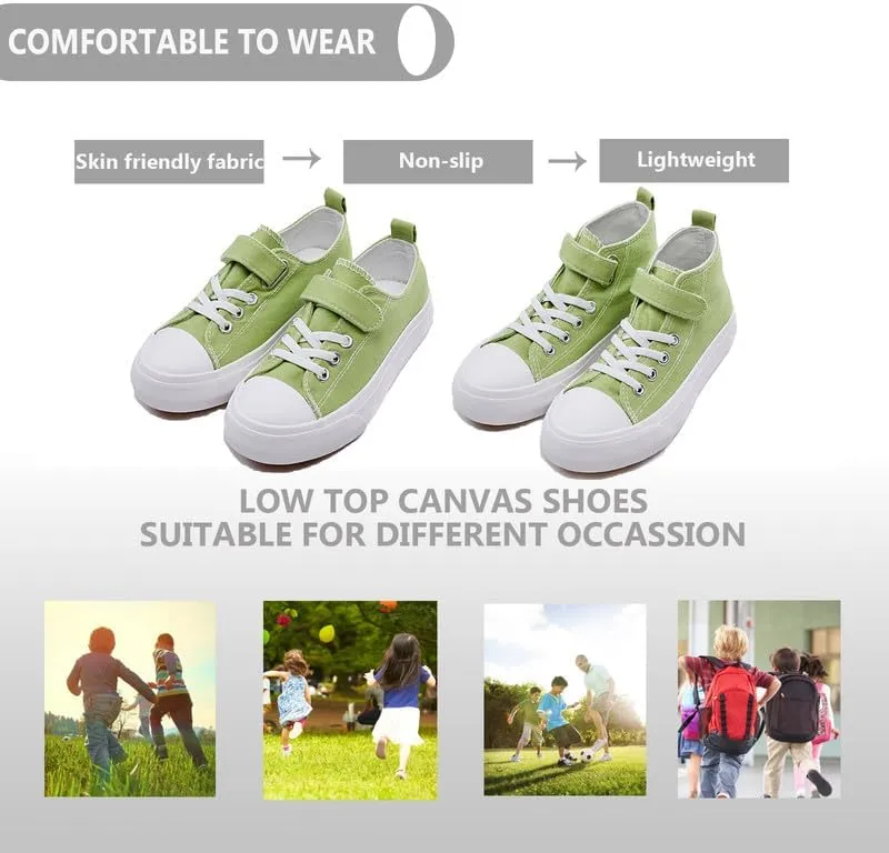 LUMUBBY Kid Shoes for Boys Girls Toddler Little Kid Canvas Mid Top Sneakers Classic Adjustable Strap Lace up Shoes for Kids Breathable Lightweight