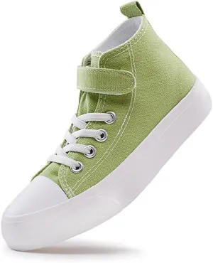 LUMUBBY Kid Shoes for Boys Girls Toddler Little Kid Canvas Mid Top Sneakers Classic Adjustable Strap Lace up Shoes for Kids Breathable Lightweight