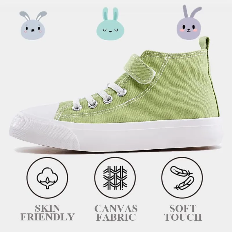 LUMUBBY Kid Shoes for Boys Girls Toddler Little Kid Canvas Mid Top Sneakers Classic Adjustable Strap Lace up Shoes for Kids Breathable Lightweight