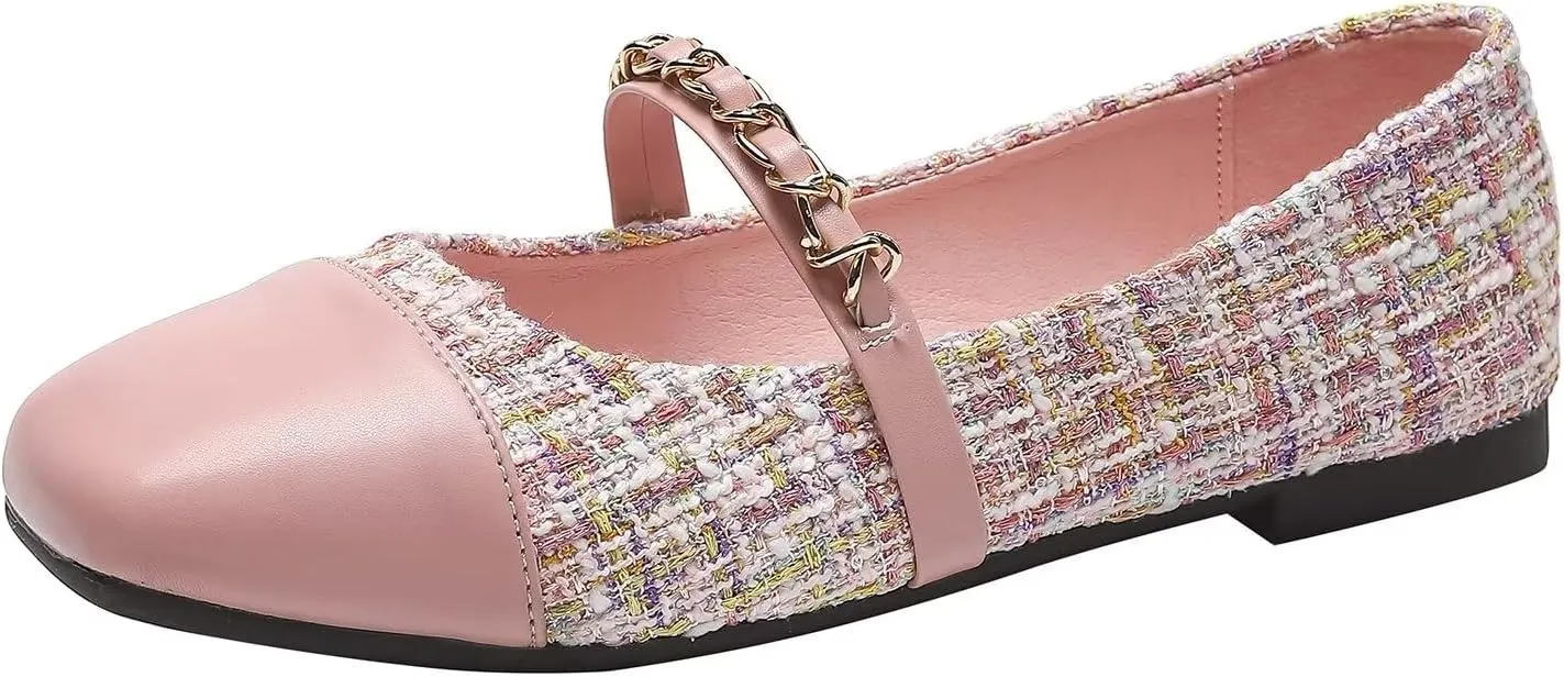 LUXINYU Flats for Women Dressy Square Toe Ankle Strap Mary Jane Shoes Casual Slip On Flats Comfortable Ballet Flats