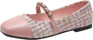 LUXINYU Flats for Women Dressy Square Toe Ankle Strap Mary Jane Shoes Casual Slip On Flats Comfortable Ballet Flats