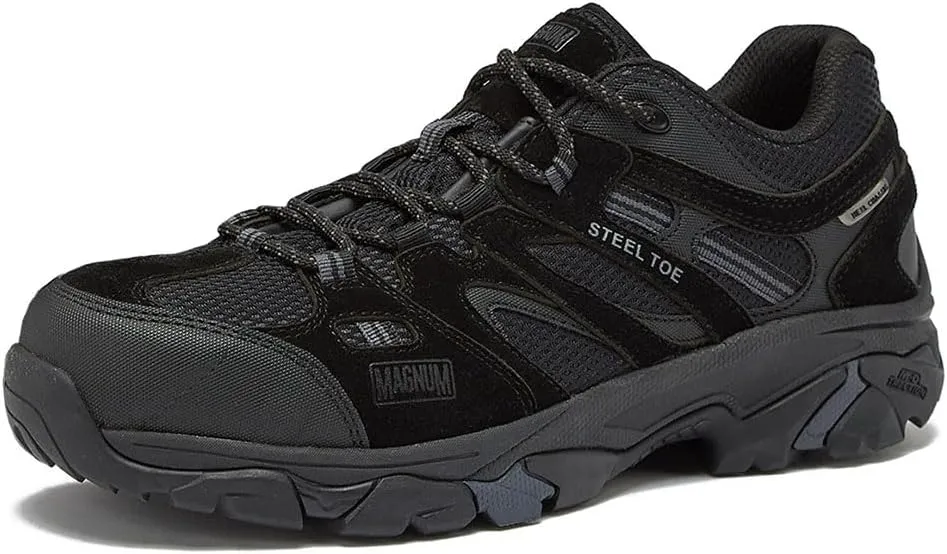 MAGNUM Overwatch Black Steel Toe Sneakers for Men, Waterproof Comfortable Slip Resistant Mens Steel Toe Shoes, Men's Work & Safety Footwear - Medium and Extra Wide Width Invincible Mens Work Shoes