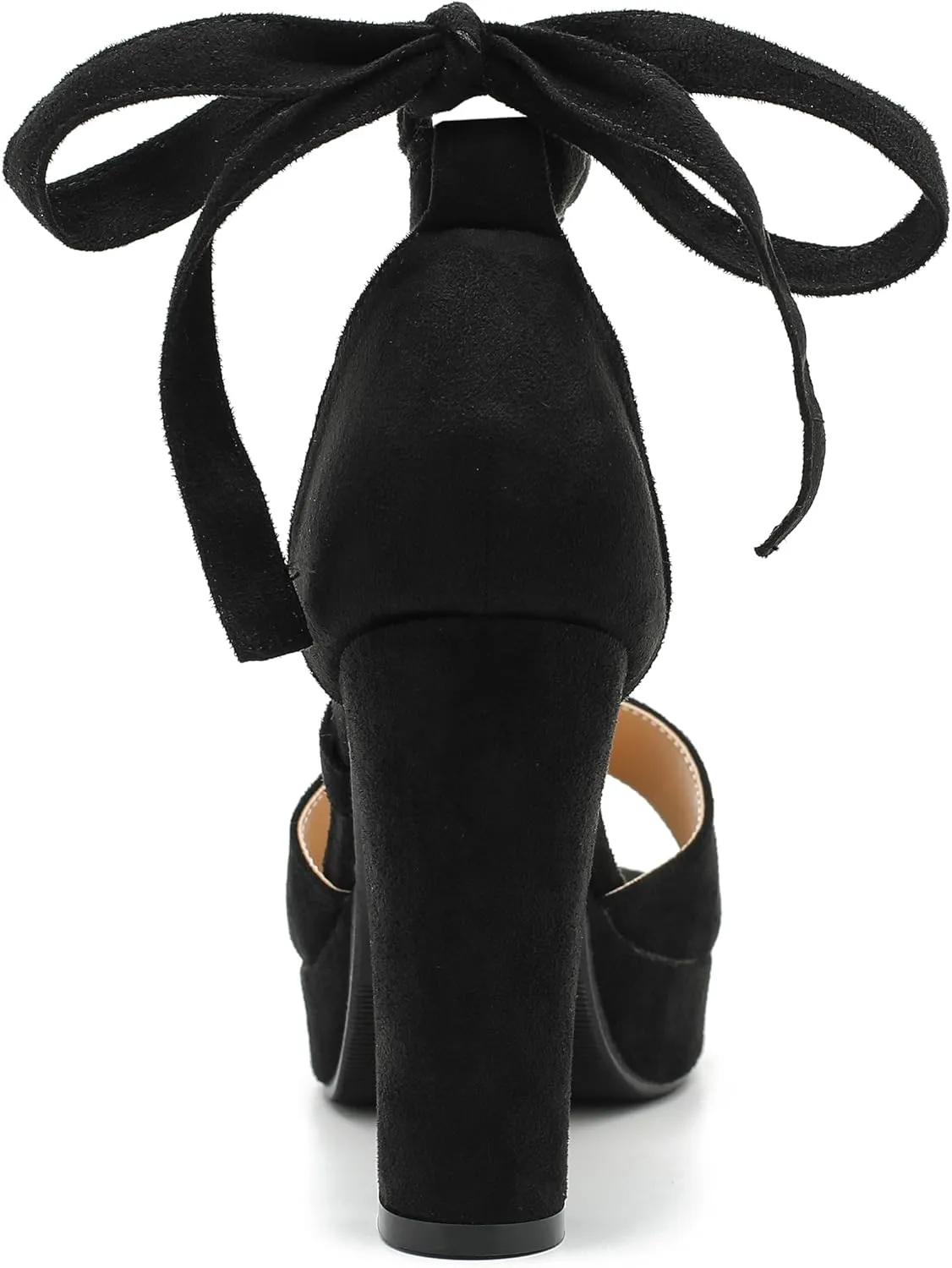 MAIERNISI JESSI Strappy Heels for Women Platform Lace Up Heels Open Toe Chunky High Heel Dress Sandals