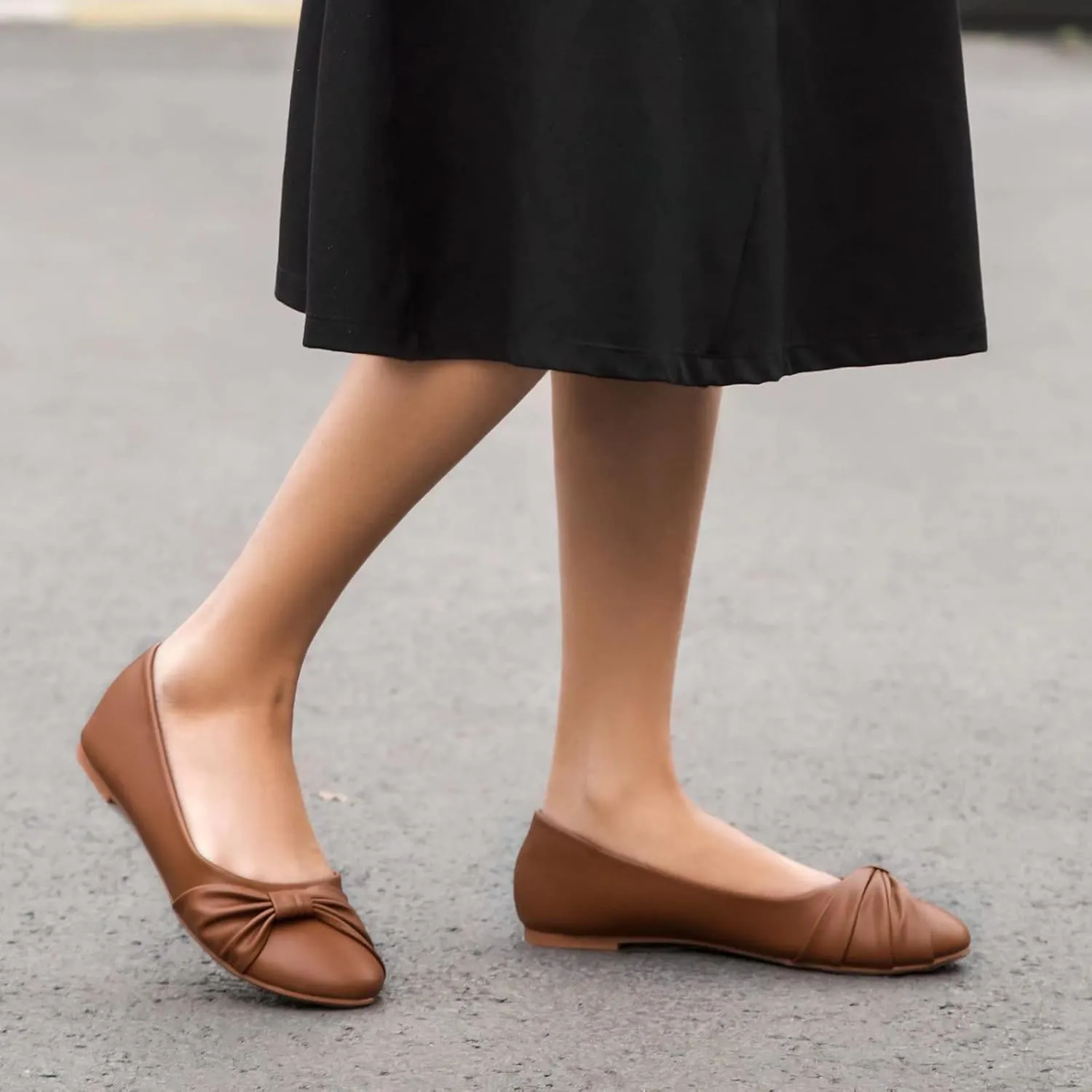 MaxMuxun Women's Flats Shoes Faux Suede Round Toe Ballet Dressy Flats Comfortable Slip On Walking Shoes