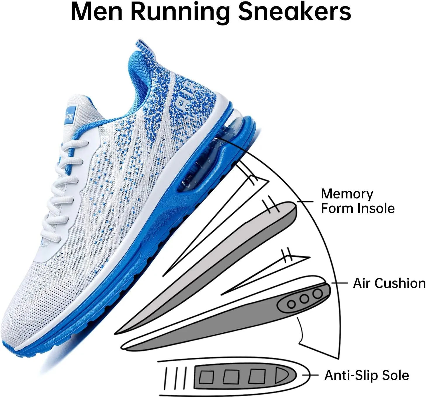MEHOTO Mens Air Running Sneakers, Men Sport Jogging Fitness Gym Walking Lightweight Athletic Shoes