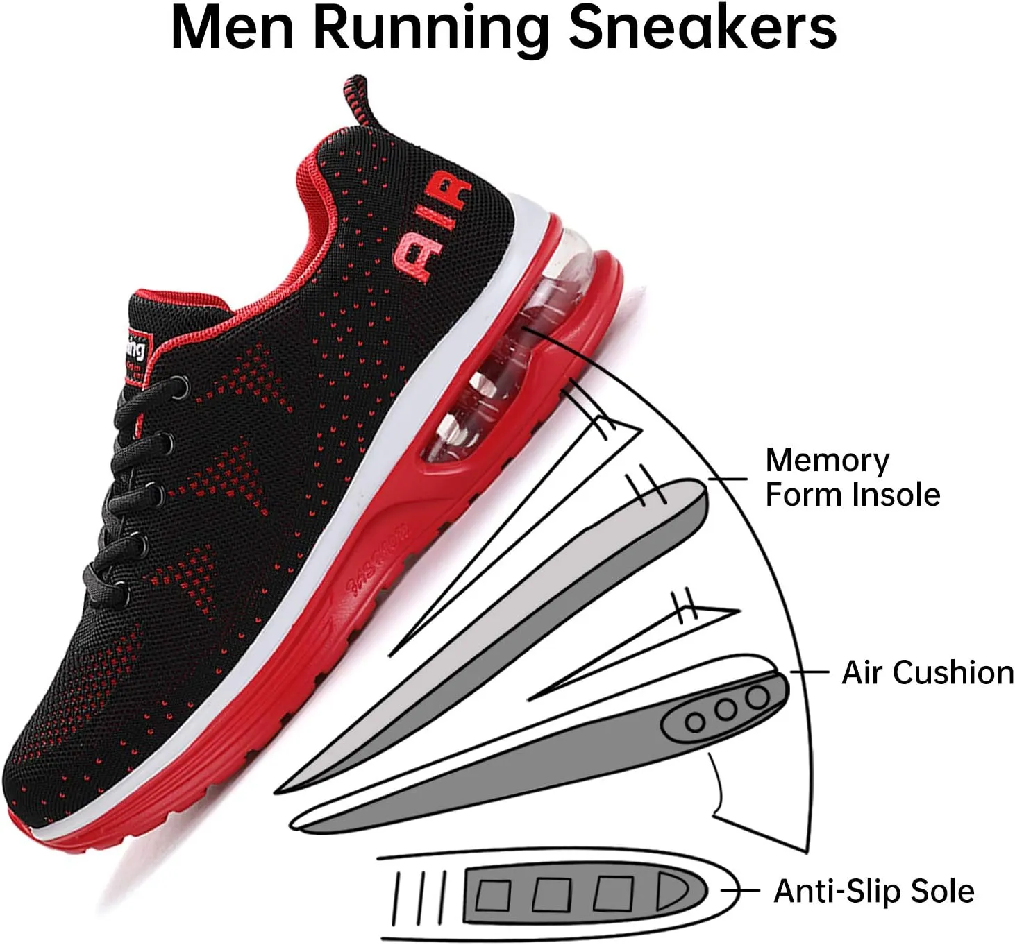 MEHOTO Mens Air Running Sneakers, Men Sport Jogging Fitness Gym Walking Lightweight Athletic Shoes
