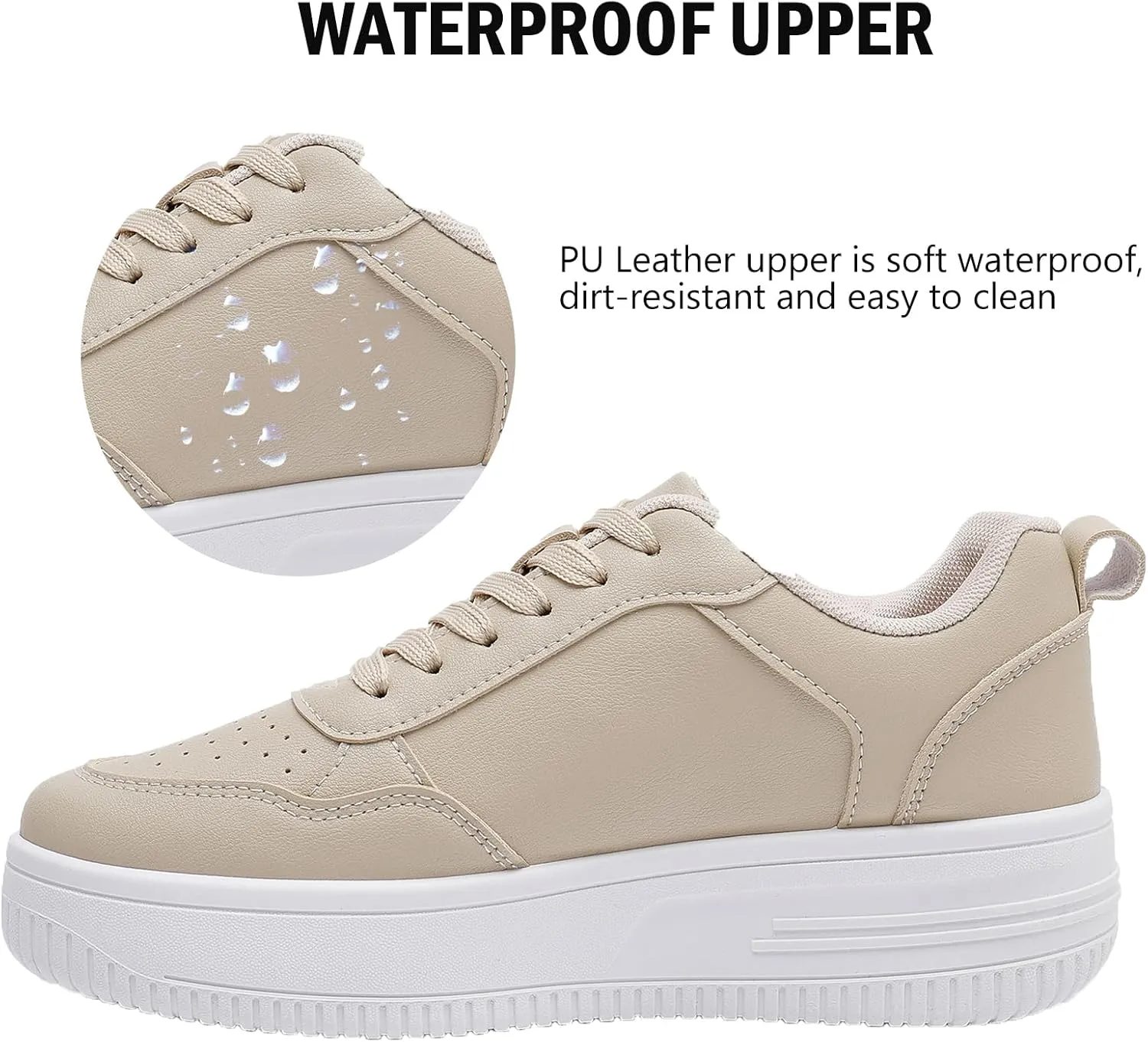 MEMON Womens Fashion Sneakers,Lace Up Platform Sneakers,Lightweight Casual Sneaker,Comfortable Walking Sport Sneakers