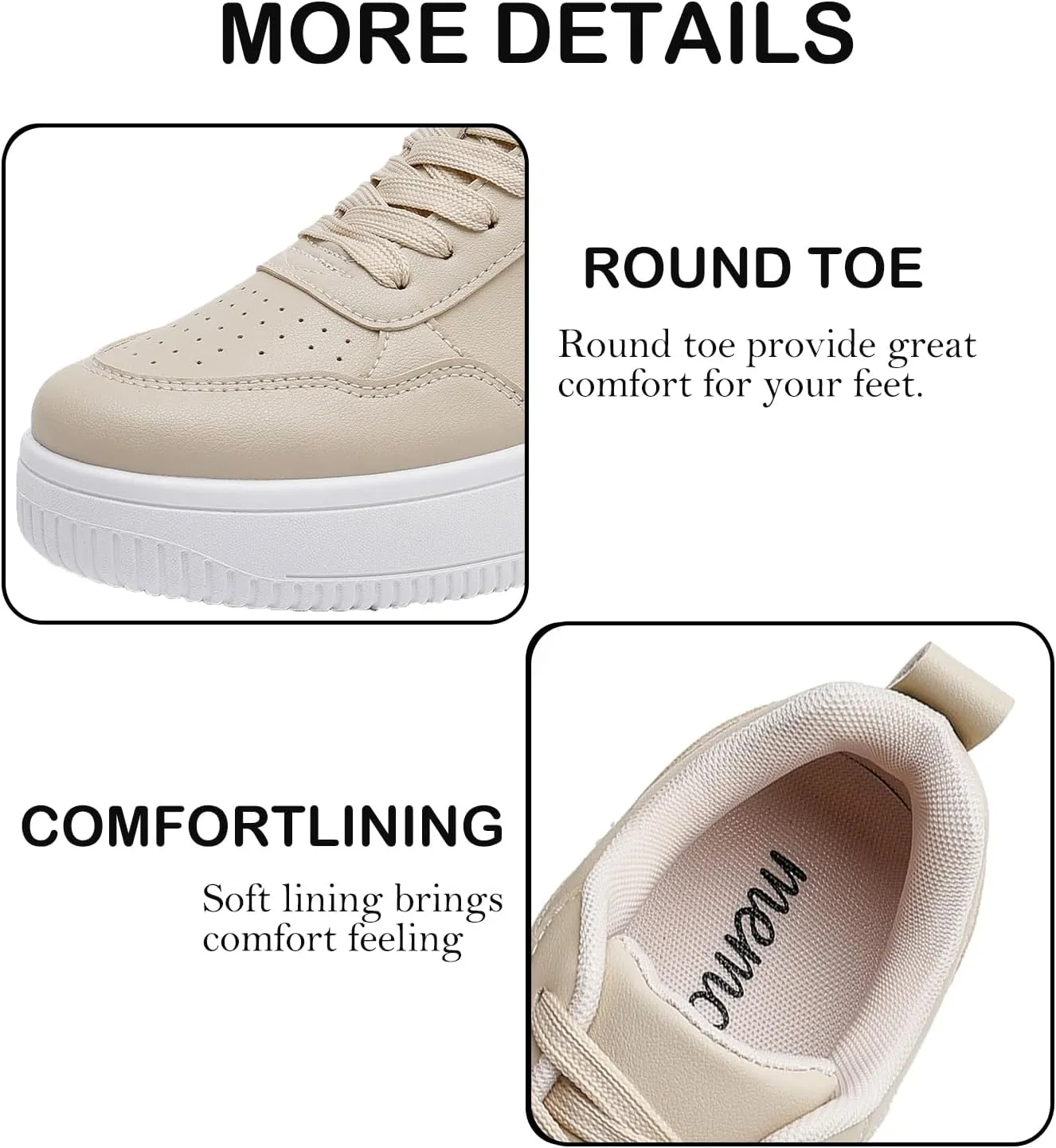 MEMON Womens Fashion Sneakers,Lace Up Platform Sneakers,Lightweight Casual Sneaker,Comfortable Walking Sport Sneakers