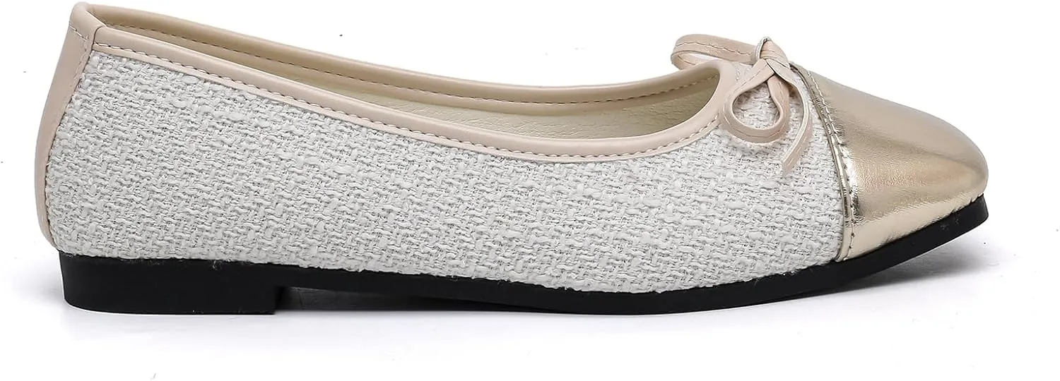 MEMON Women's Flats/Women Fashion Bowknot Flats/Ballet Flats for Women/Comfort Light Weight Slip-On Dress Shoes