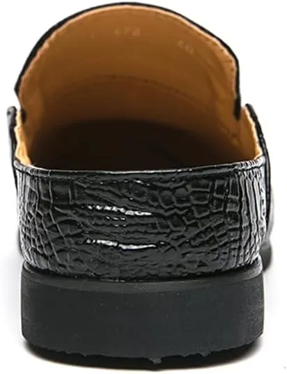Men's Backless Loafers Genuine Leather Mule Shoes Leisure Anti Slip Patterned Breathable Mule Shoes