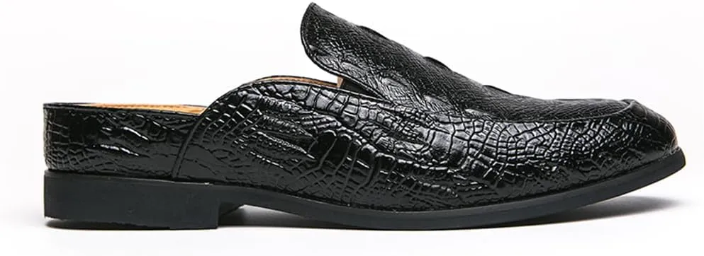 Men's Backless Loafers Genuine Leather Mule Shoes Leisure Anti Slip Patterned Breathable Mule Shoes