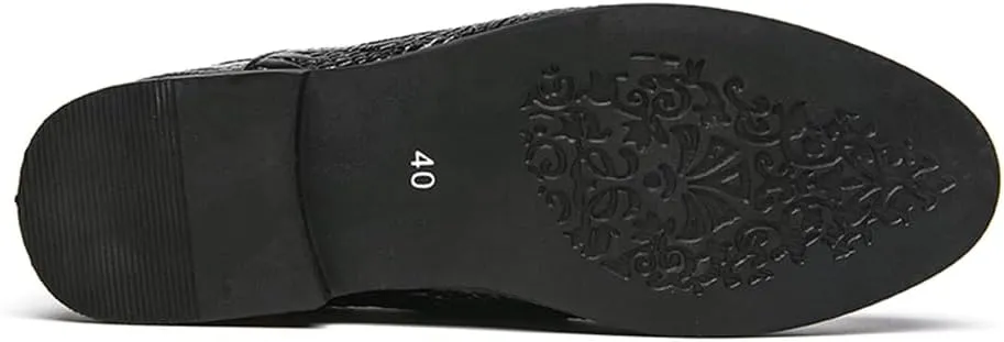 Men's Backless Loafers Genuine Leather Mule Shoes Leisure Anti Slip Patterned Breathable Mule Shoes