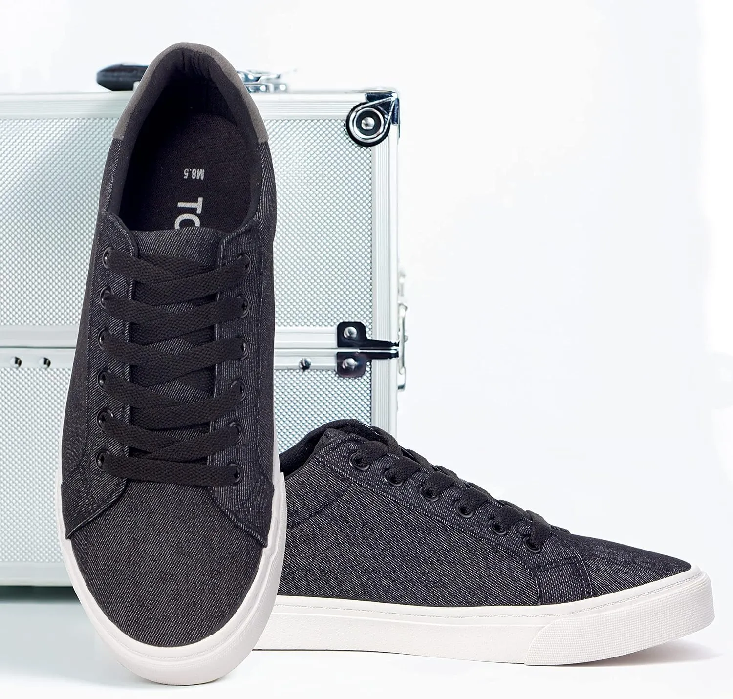 Men's Black Classic Low Top Shoes Canvas Fashion Sneaker with Soft Insole Causal Dress Shoes for Men Comfortable Walking Shoes