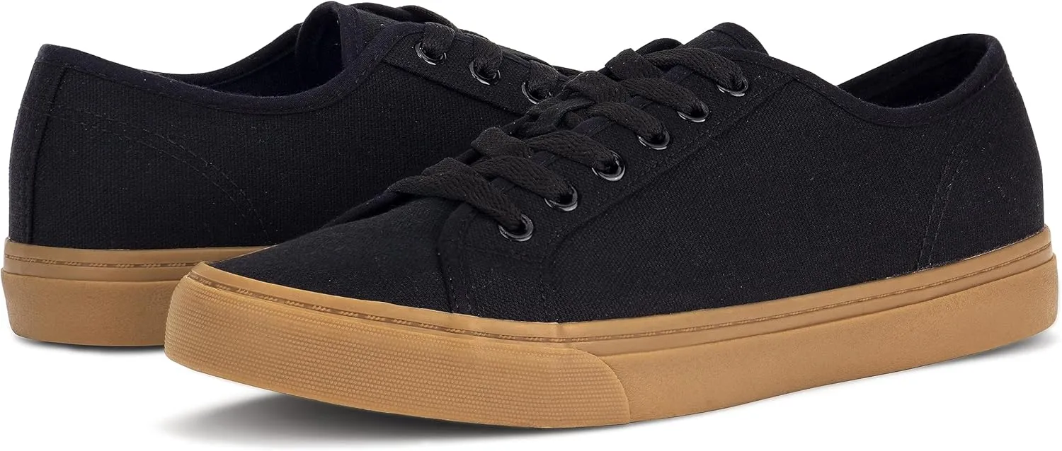 Men's Black Classic Low Top Shoes Canvas Fashion Sneaker with Soft Insole Causal Dress Shoes for Men Comfortable Walking Shoes