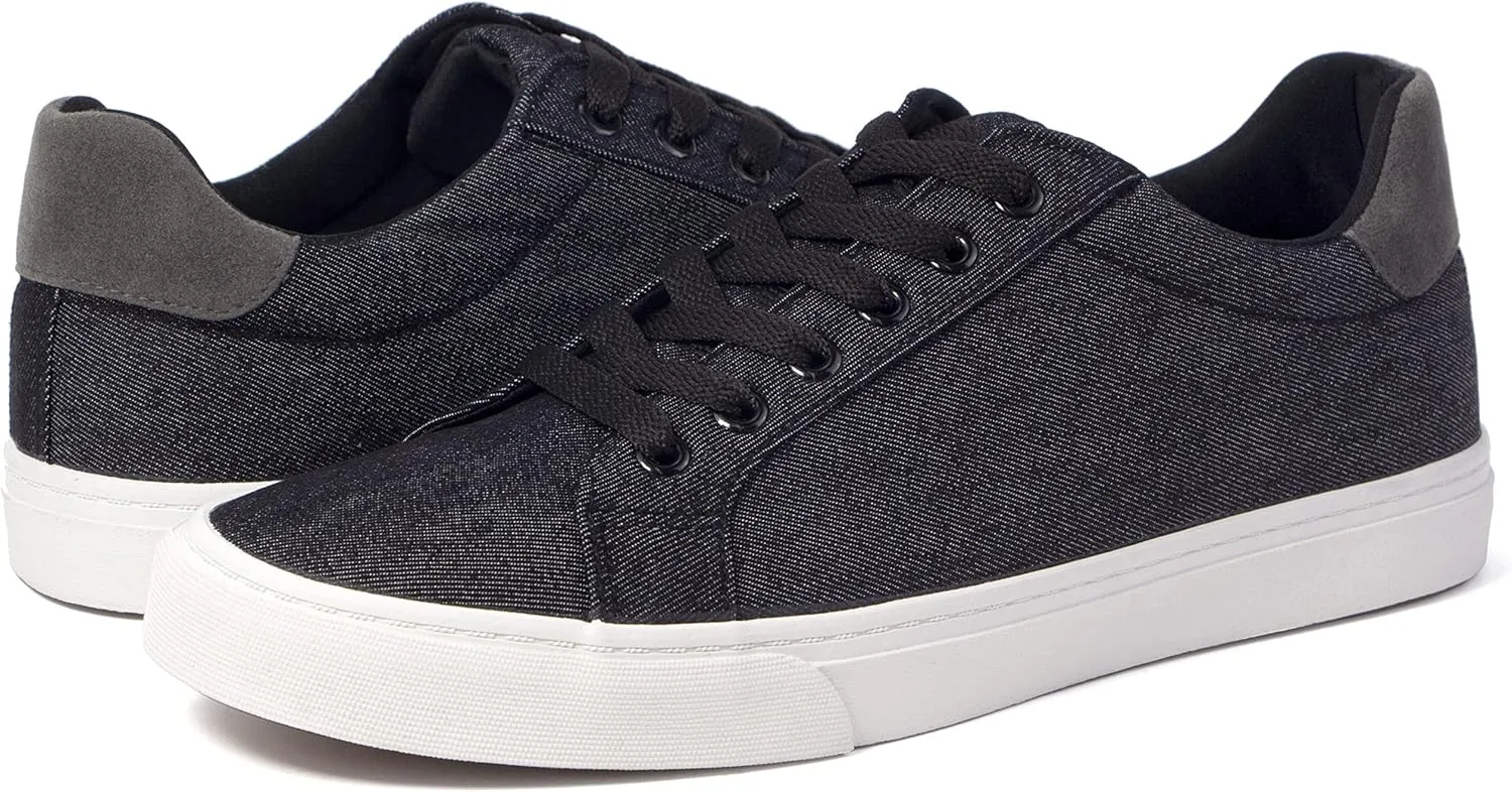 Men's Black Classic Low Top Shoes Canvas Fashion Sneaker with Soft Insole Causal Dress Shoes for Men Comfortable Walking Shoes