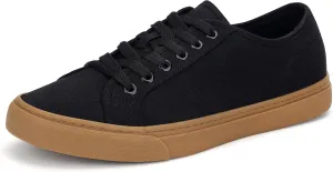 Men's Black Classic Low Top Shoes Canvas Fashion Sneaker with Soft Insole Causal Dress Shoes for Men Comfortable Walking Shoes