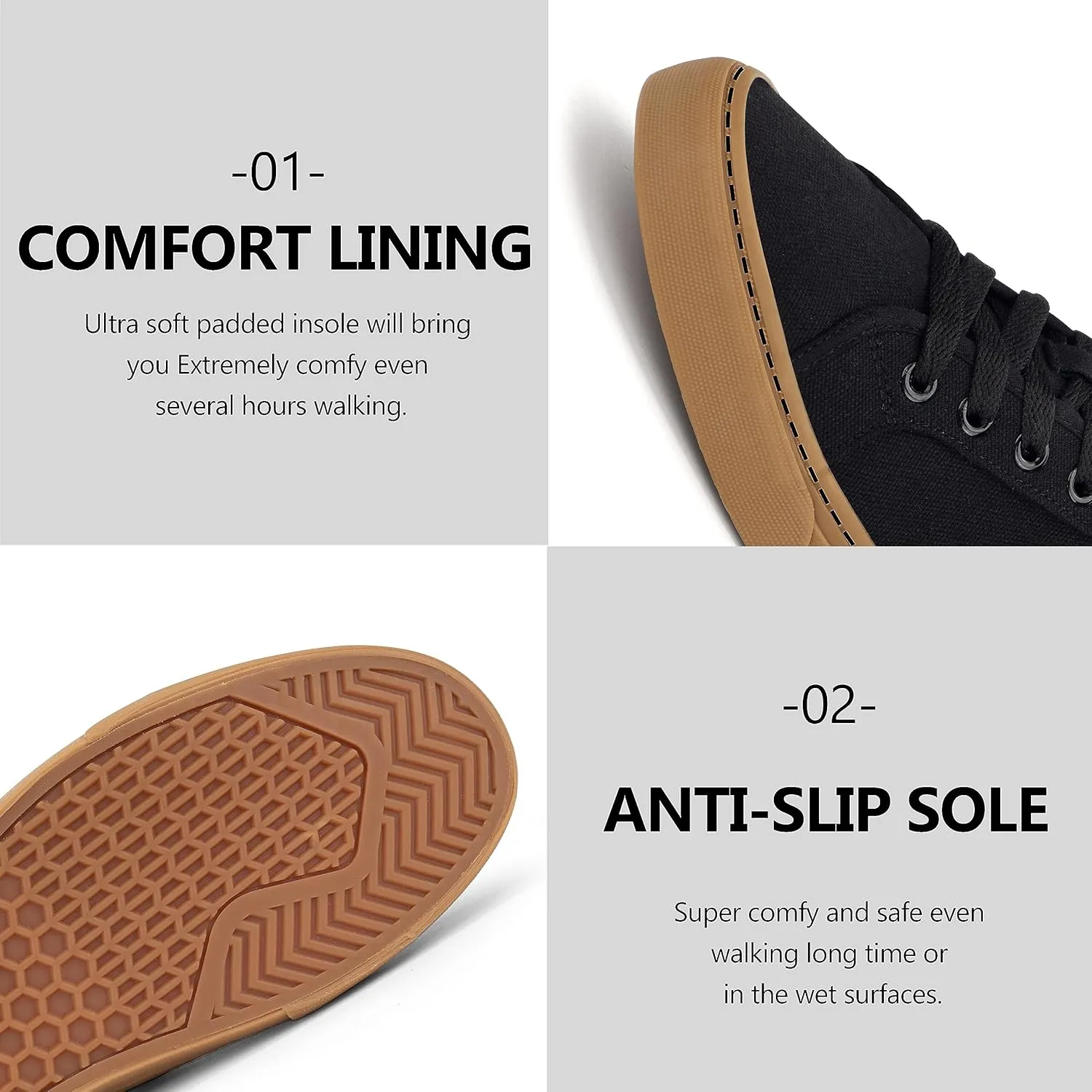 Men's Black Classic Low Top Shoes Canvas Fashion Sneaker with Soft Insole Causal Dress Shoes for Men Comfortable Walking Shoes