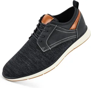 Men's Black Dress Shoes - Stylish Canvas Casual Shoes for Men - Classic Lace Up Derby Shoes Black