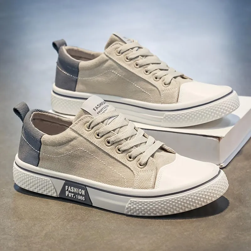 Men's Casual Canvas Sneakers - Classic Street Style Skate Shoes, Low Top, Round Toe, Spring/Autumn