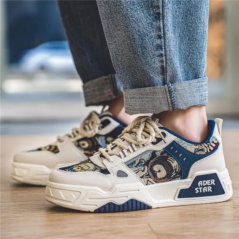 Men's Fashionable Thick Soled Skateboard Shoes Casual Walking Shoes Comfy Non Slip Durable Suitable for Outdoor Campus Walking