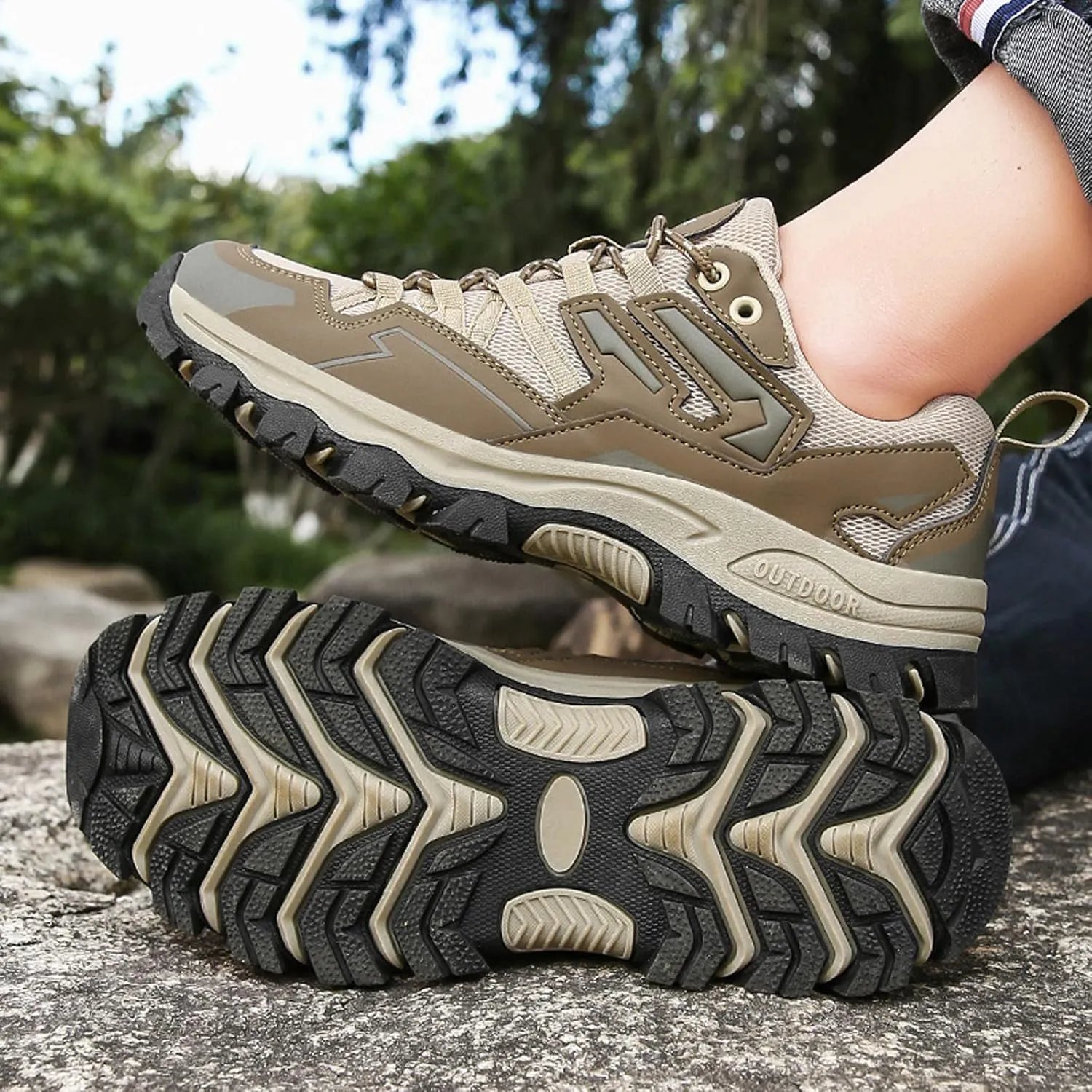Men's Hiking Shoes Low-Top Walking Sneakers for Women Outdoor Lightweight Trail Shoes Anti-slip