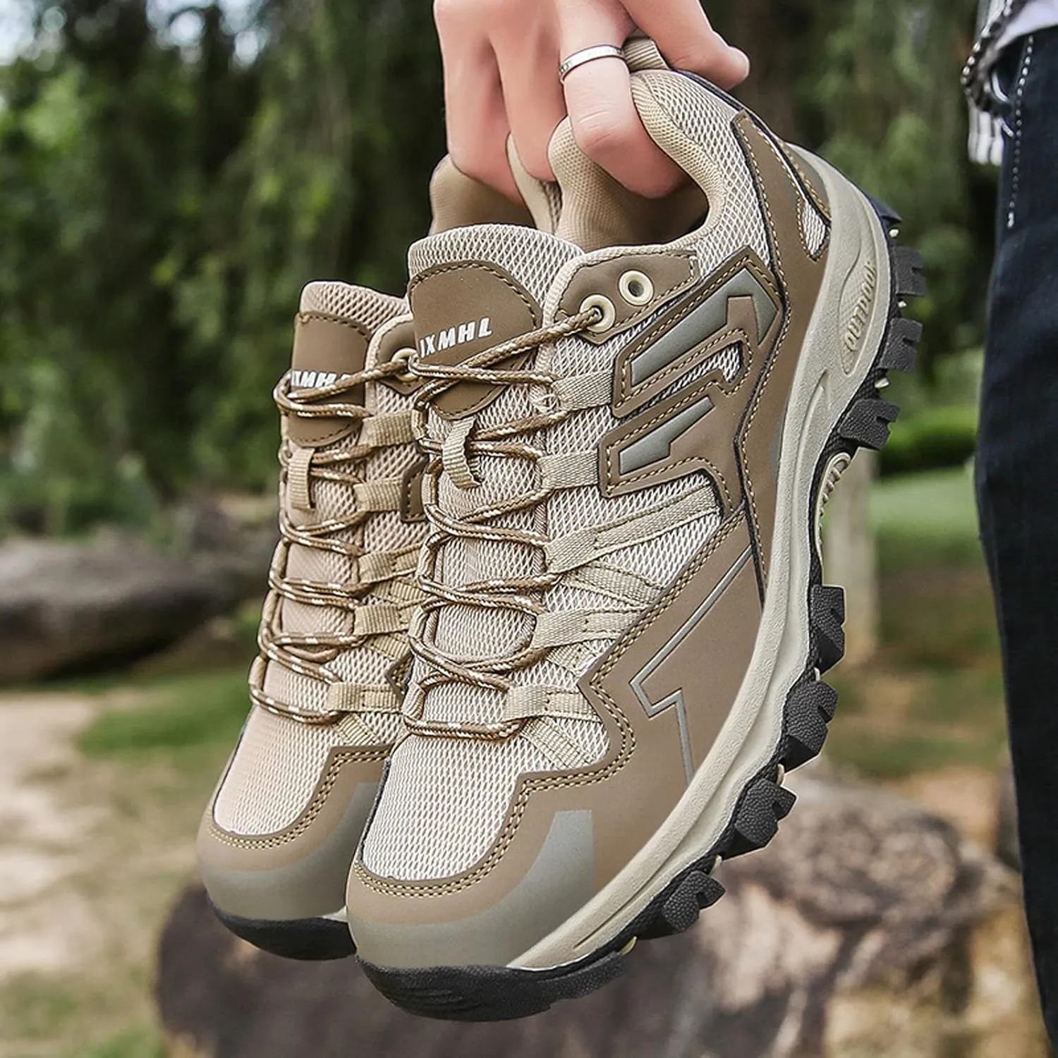 Men's Hiking Shoes Low-Top Walking Sneakers for Women Outdoor Lightweight Trail Shoes Anti-slip