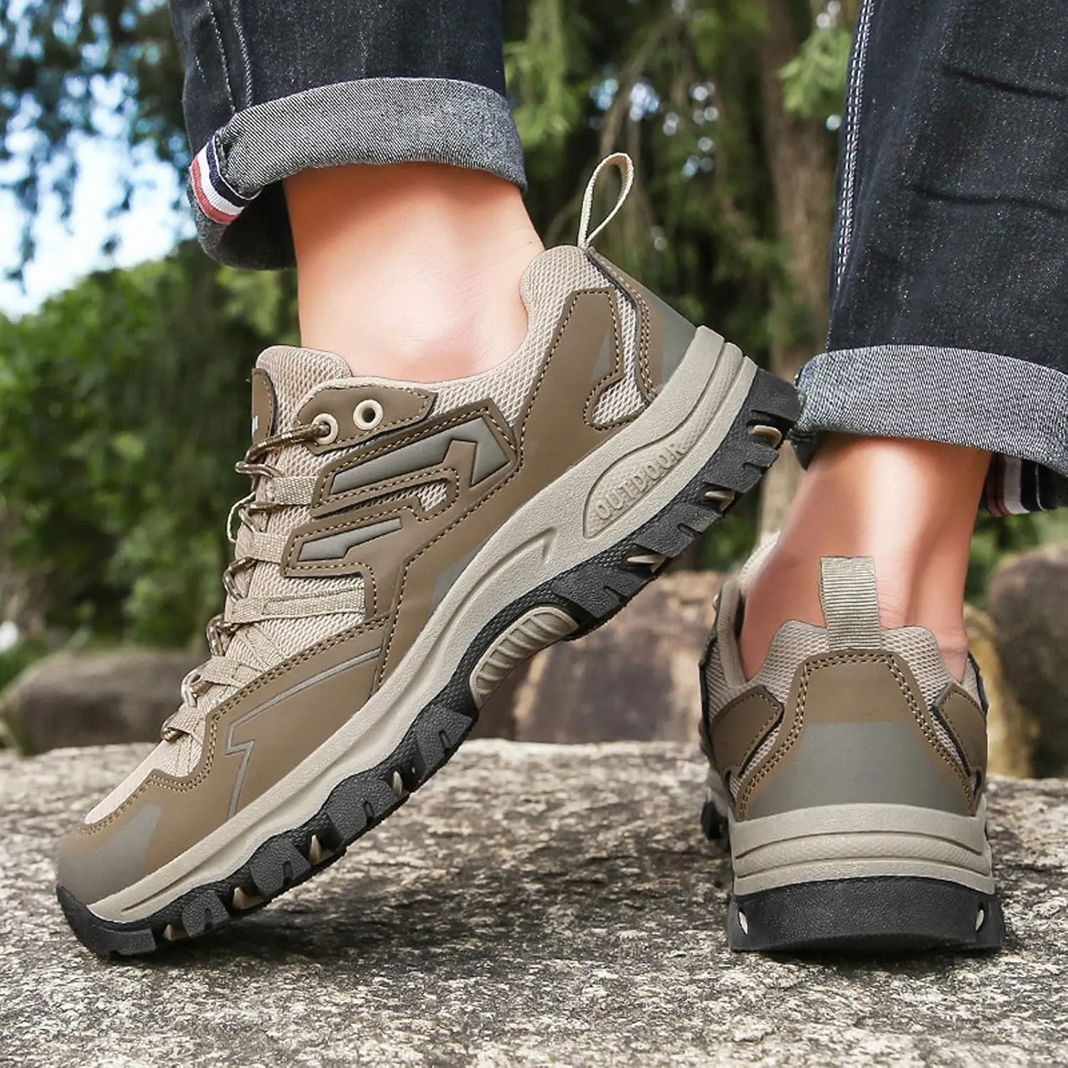 Men's Hiking Shoes Low-Top Walking Sneakers for Women Outdoor Lightweight Trail Shoes Anti-slip