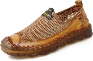Men's Mesh Breathable Walking Loafers Outdoor Lightweight Slip-on Mesh Casual Hiking Shoes