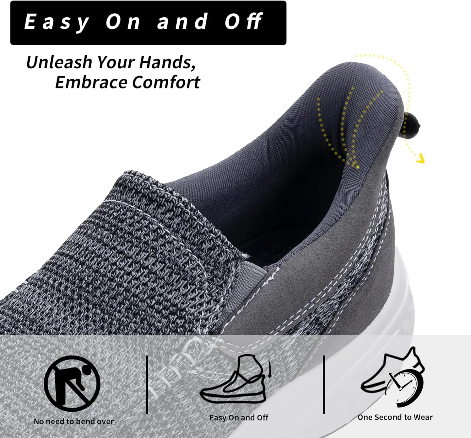 Men's Slip On Loafers | Causal Walking Shoes with Arch Support | Comfortable Lightweight Loafers for Plantar Fasciitis US 7-13
