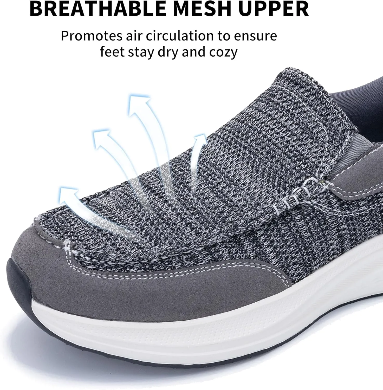 Men's Slip On Loafers | Causal Walking Shoes with Arch Support | Comfortable Lightweight Loafers for Plantar Fasciitis US 7-13